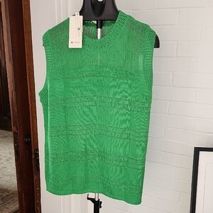 Green Sleeveless Knit Top, 2xl